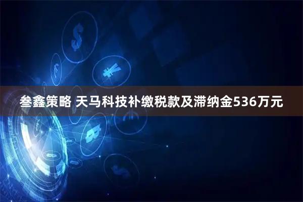 叁鑫策略 天马科技补缴税款及滞纳金536万元
