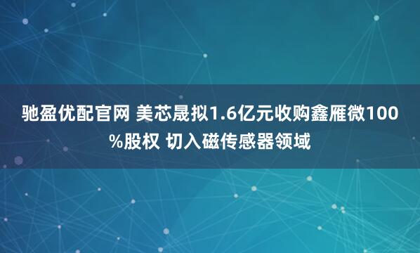 驰盈优配官网 美芯晟拟1.6亿元收购鑫雁微100%股权 切入磁传感器领域