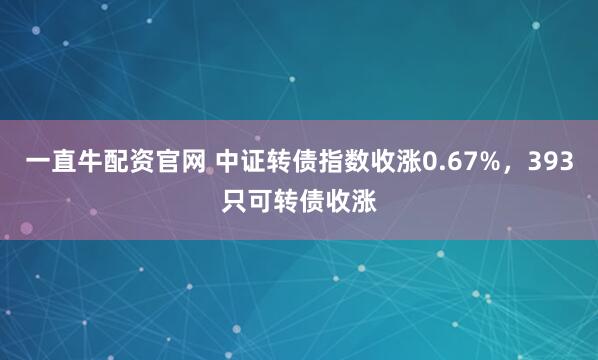 一直牛配资官网 中证转债指数收涨0.67%，393只可转债收涨